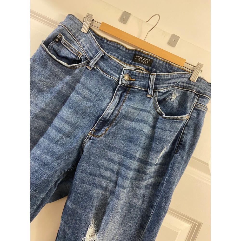 Judy Blue Los Angeles Distressed Jeans Medium Wash Denim Womens 18W Plaid